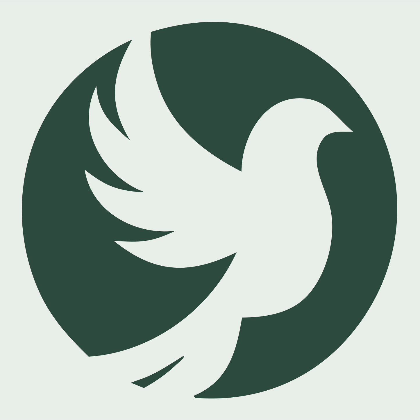 Negative Space Dove Circle Logo #e8efe9/#2d4a3e