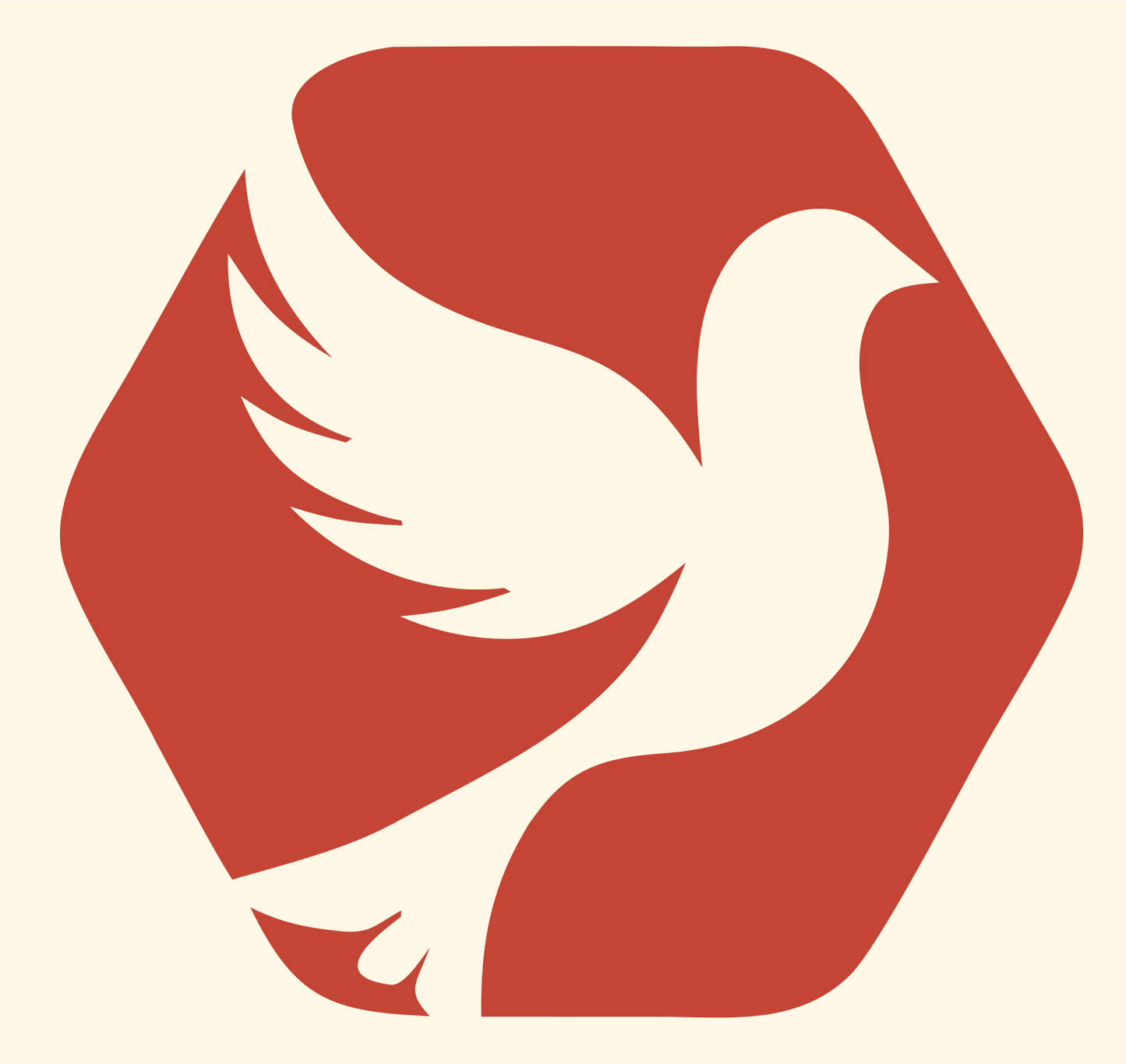Dove Hexagon Negative Space Logo #fff8e7/#c44536