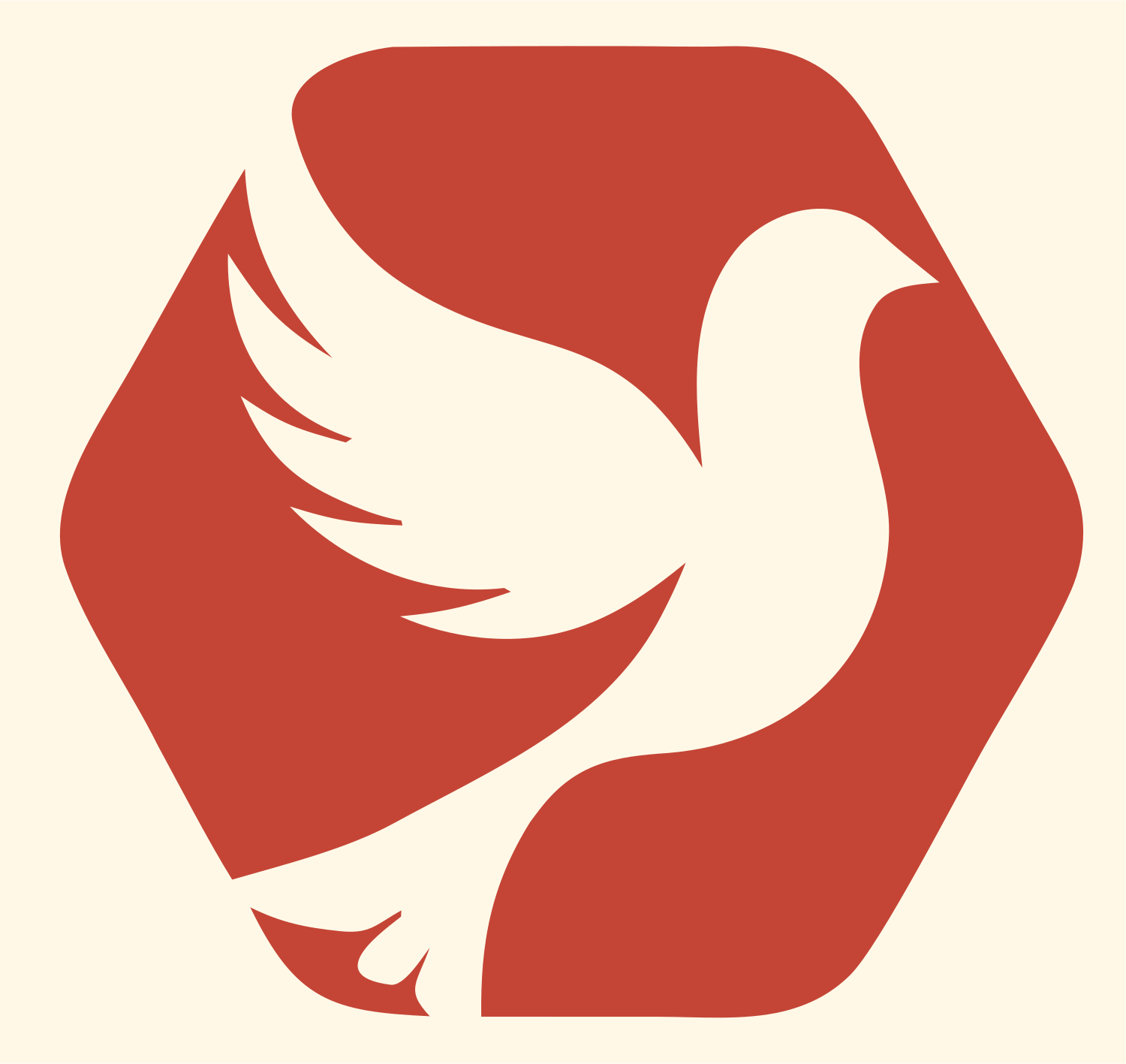 Dove Hexagon Negative Space Logo #fff8e7/#c44536