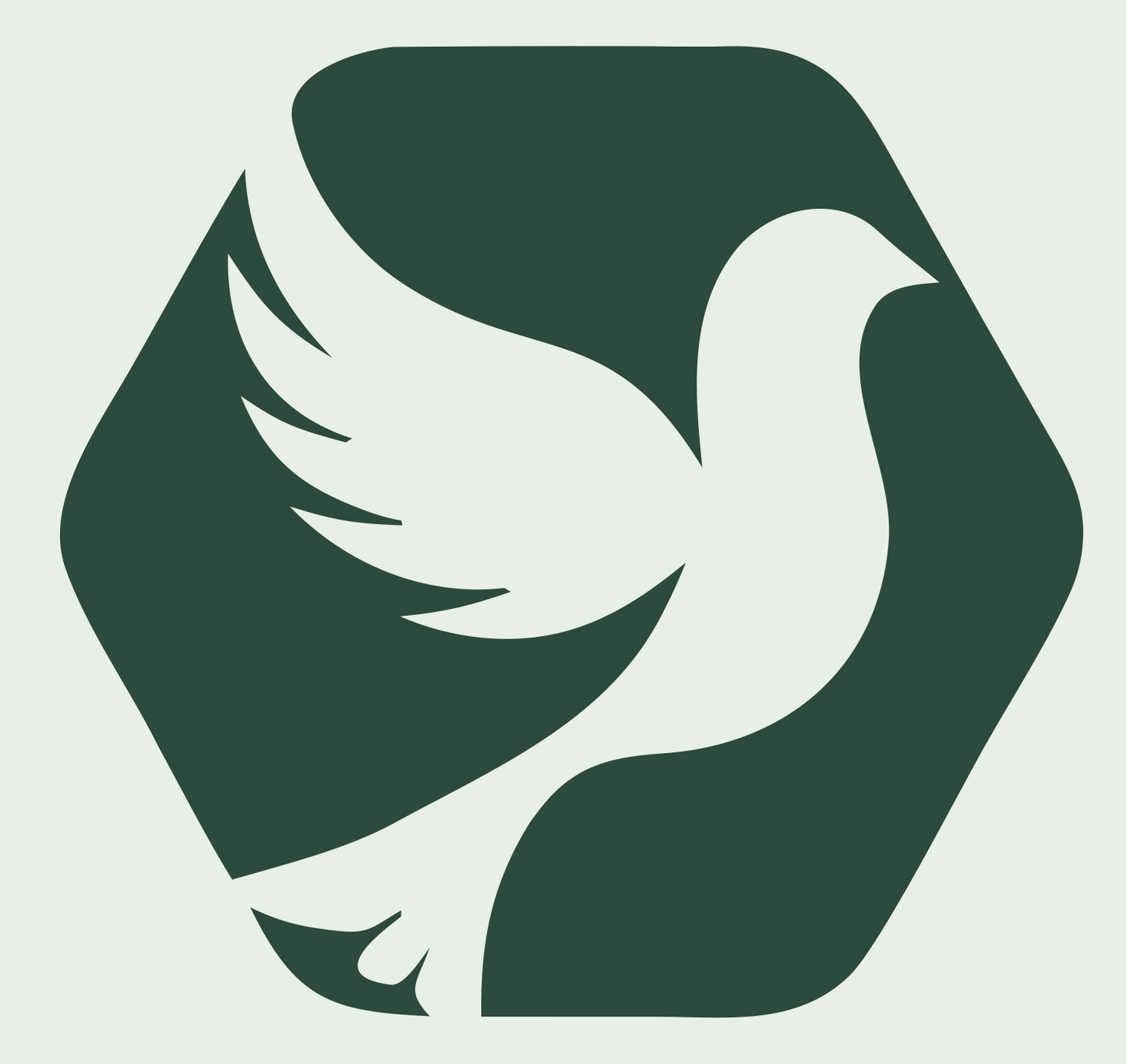 Dove Hexagon Negative Space Logo #e8efe9/#2d4a3e