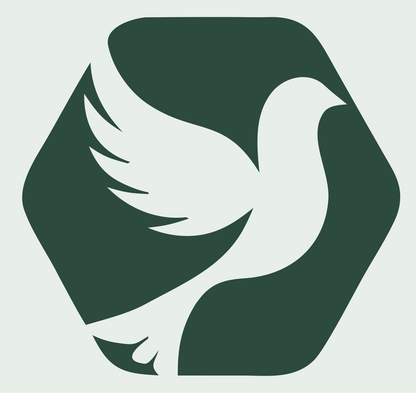 Dove Hexagon Negative Space Logo #e8efe9/#2d4a3e