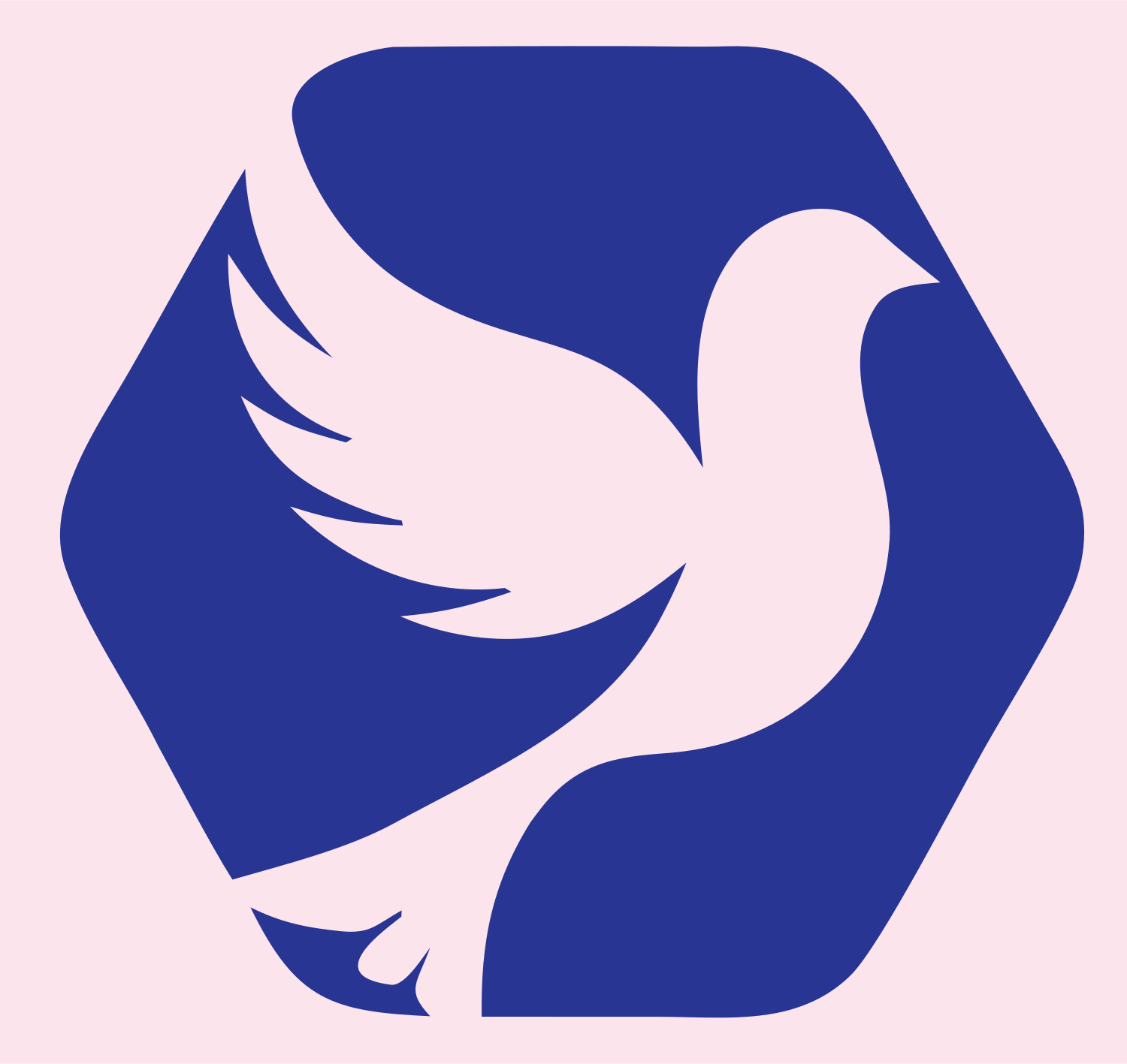 Dove Hexagon Negative Space Logo #fce4ec/#283593