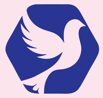 Dove Hexagon Negative Space Logo #fce4ec/#283593