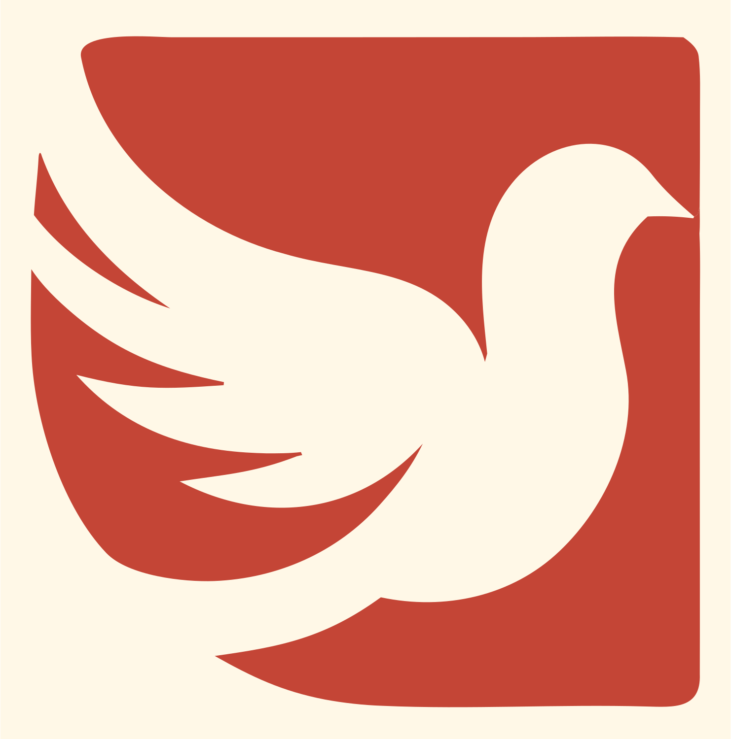 Dove Square Negative Space Logo #fff8e7/#c44536