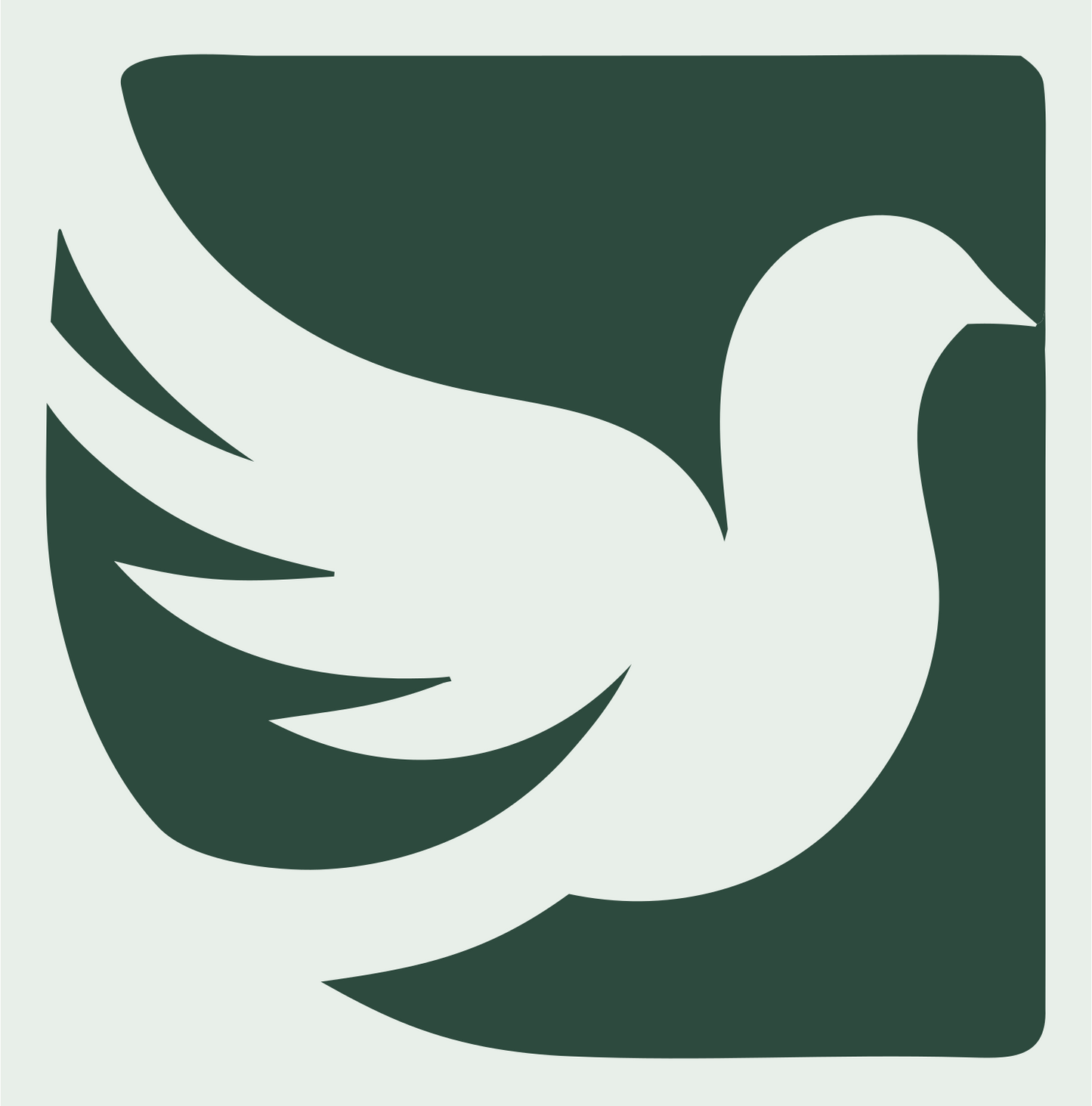 Dove Square Negative Space Logo #e8efe9/#2d4a3e