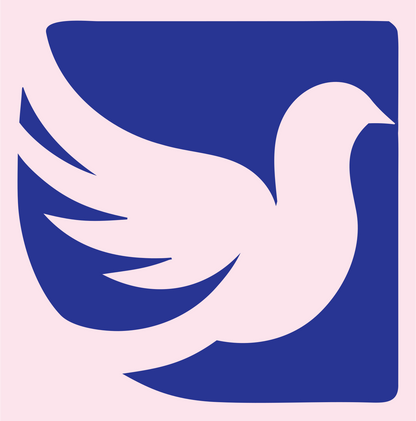 Dove Square Negative Space Logo #fce4ec/#283593