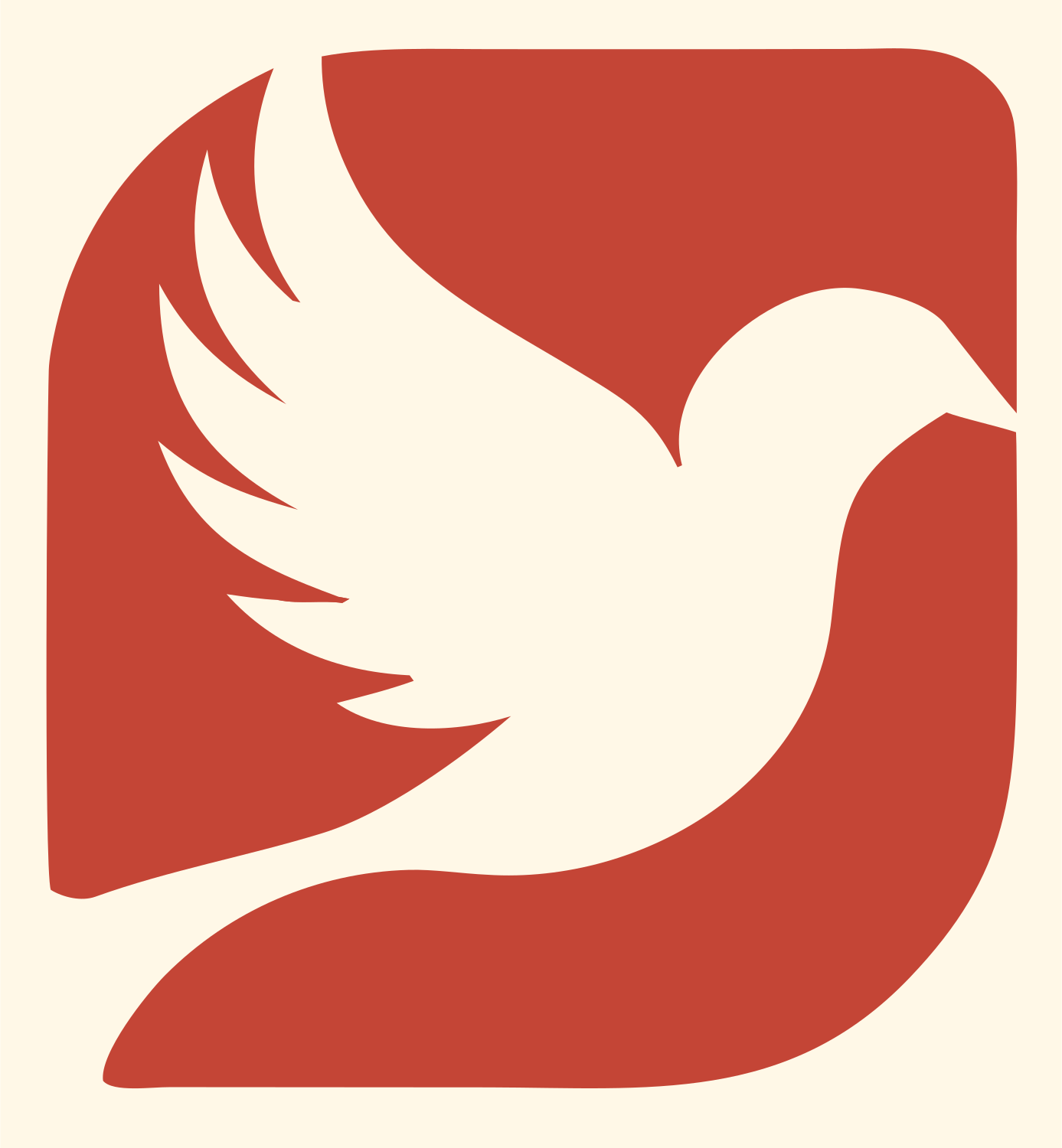 Dove Rounded Square Badge Logo #fff8e7/#c44536