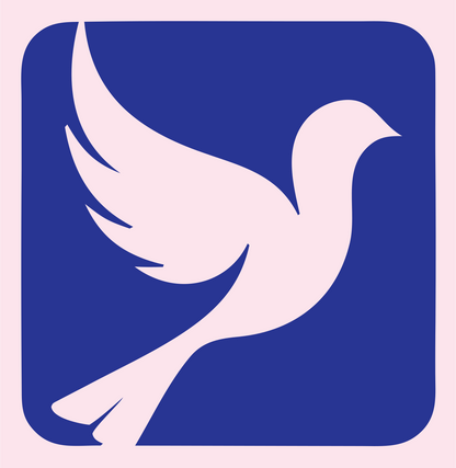 Ascending Dove Badge Logo #fce4ec/#283593