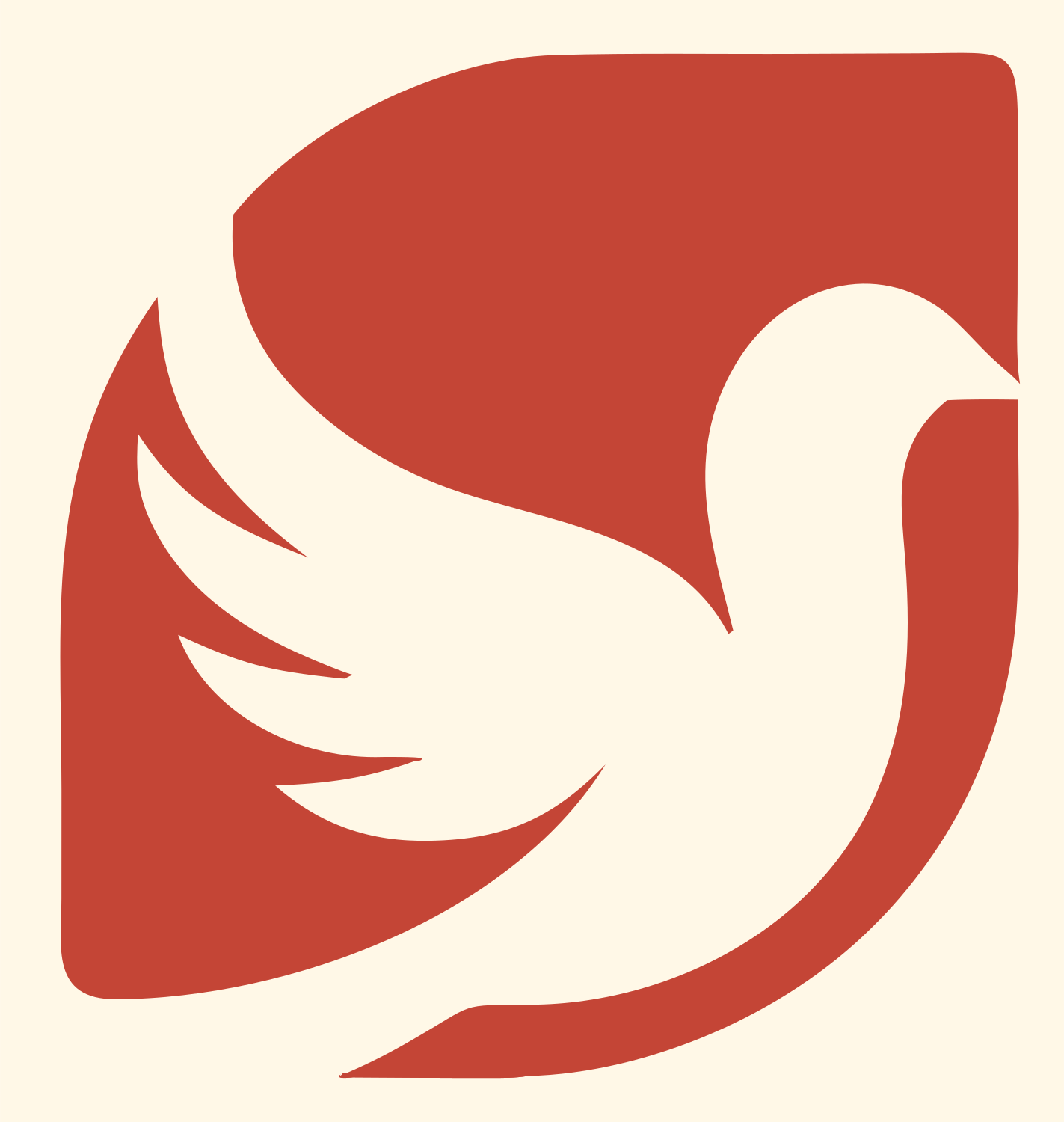 Dove Shield Negative Space Logo #fff8e7/#c44536