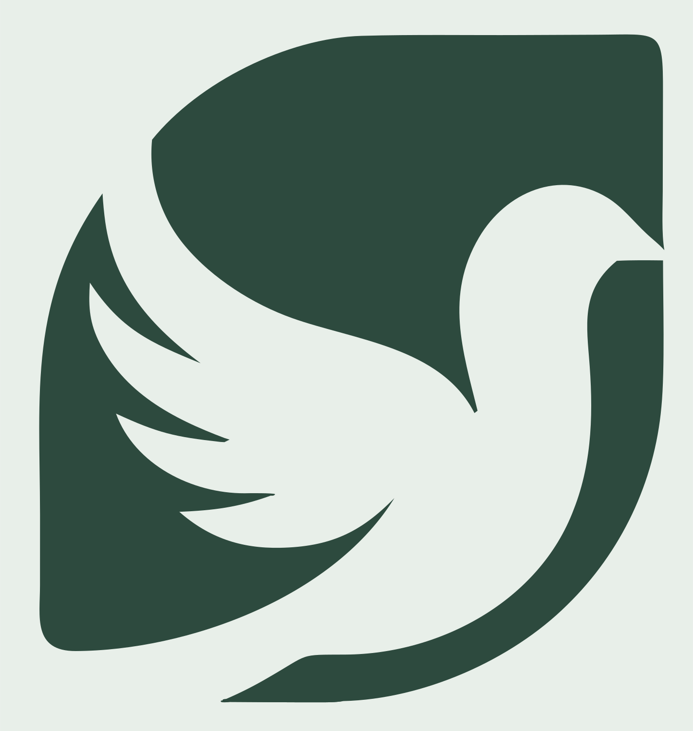 Dove Shield Negative Space Logo #e8efe9/#2d4a3e