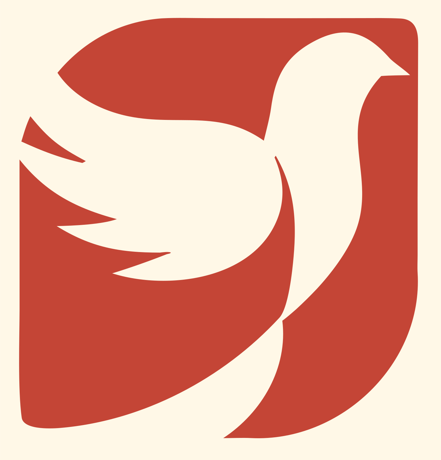 Dove in Square Logo #fff8e7/#c44536