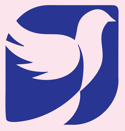 Dove in Square Logo #fce4ec/#283593