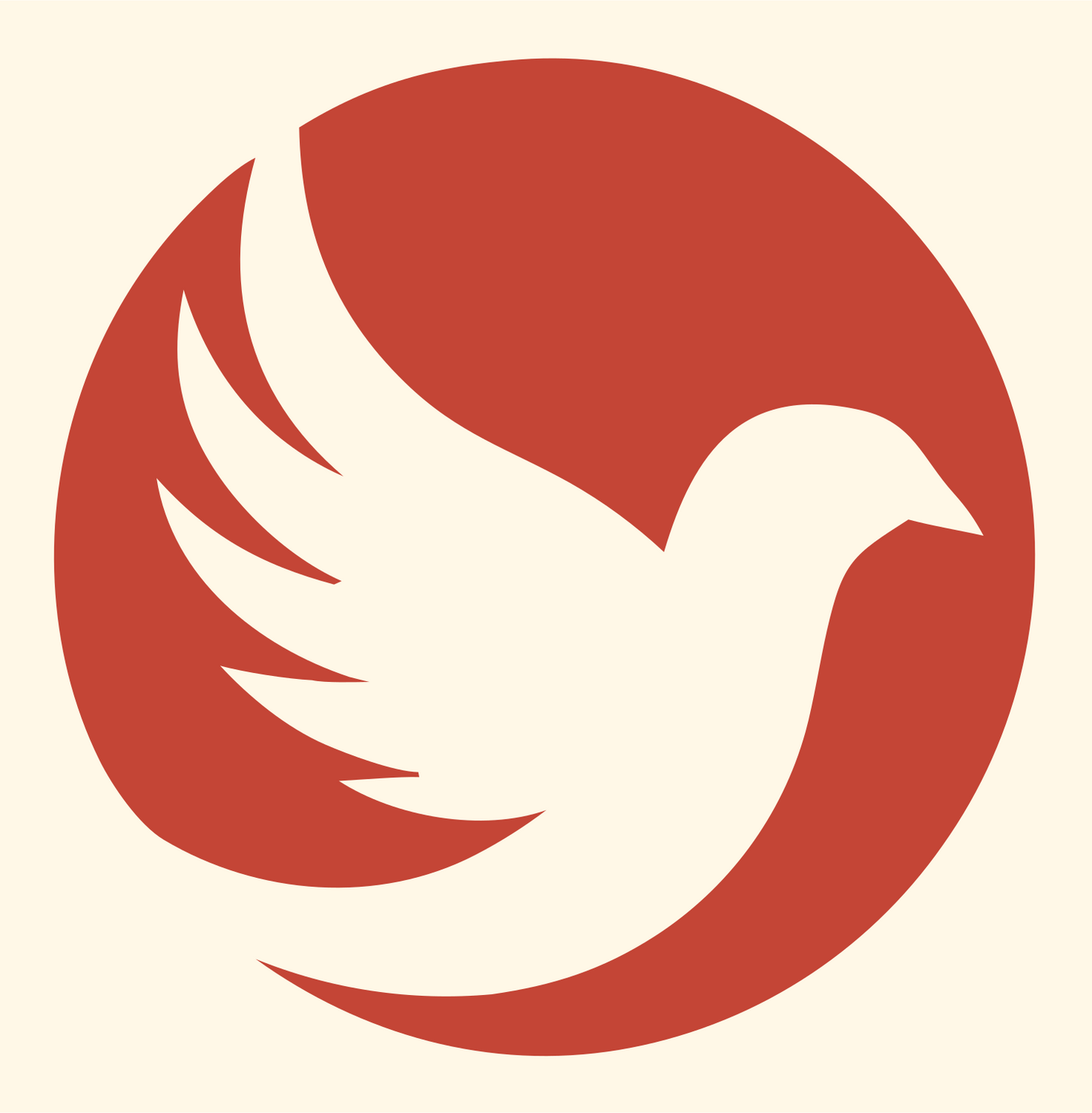 Dove Feather Burst Circle Logo #fff8e7/#c44536