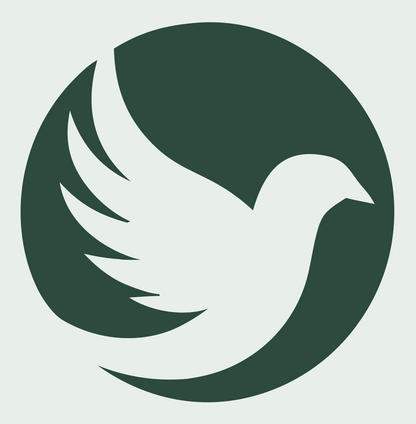 Dove Feather Burst Circle Logo #e8efe9/#2d4a3e