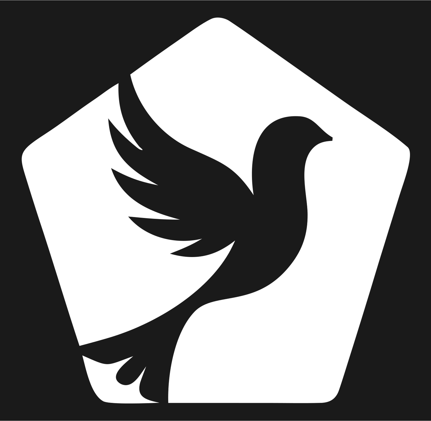 Dove Pentagon Negative Space Logo #1a1a1a/#ffffff