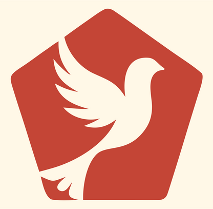 Dove Pentagon Negative Space Logo #fff8e7/#c44536