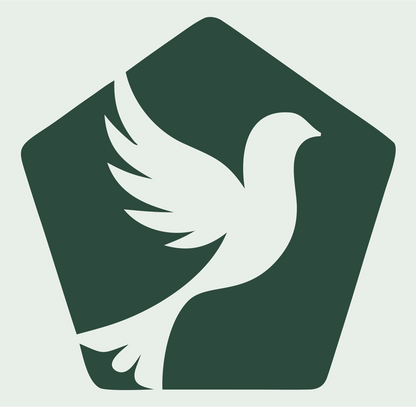 Dove Pentagon Negative Space Logo #e8efe9/#2d4a3e