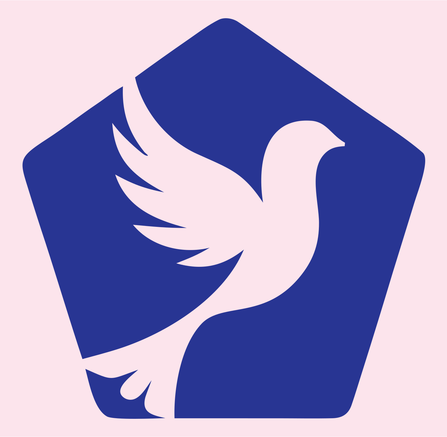 Dove Pentagon Negative Space Logo #fce4ec/#283593