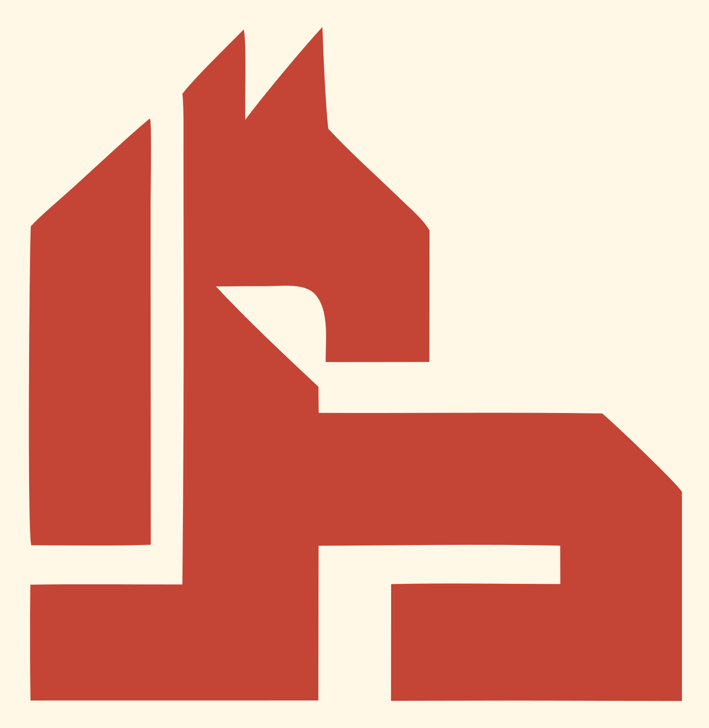 Geometric Horse Logo #fff8e7/#c44536