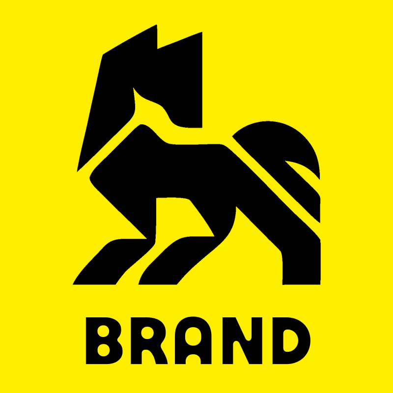 Brutalist Striding Horse Logo preview