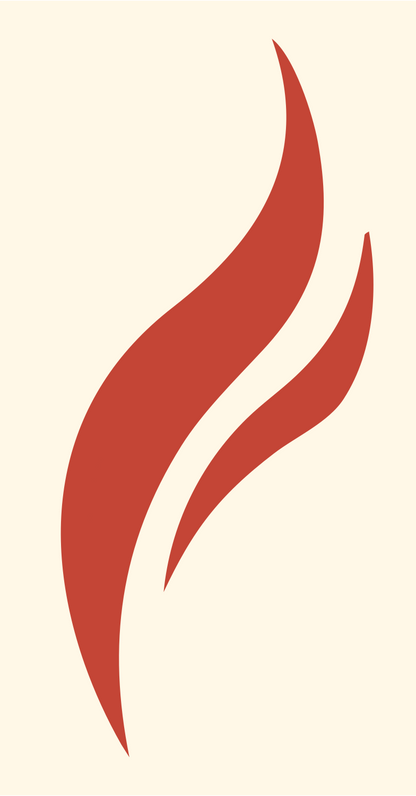 Dual Flame Swirl Logo #fff8e7/#c44536