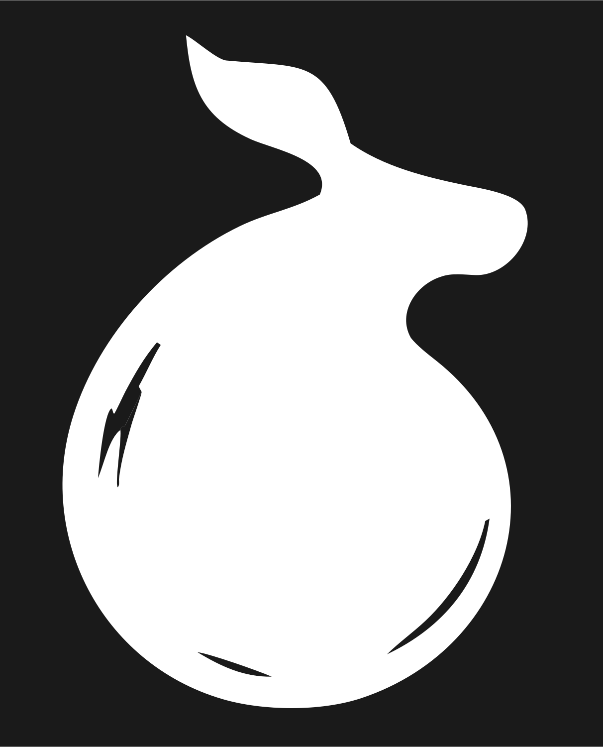 Curled Deer Body Logo #1a1a1a/#ffffff