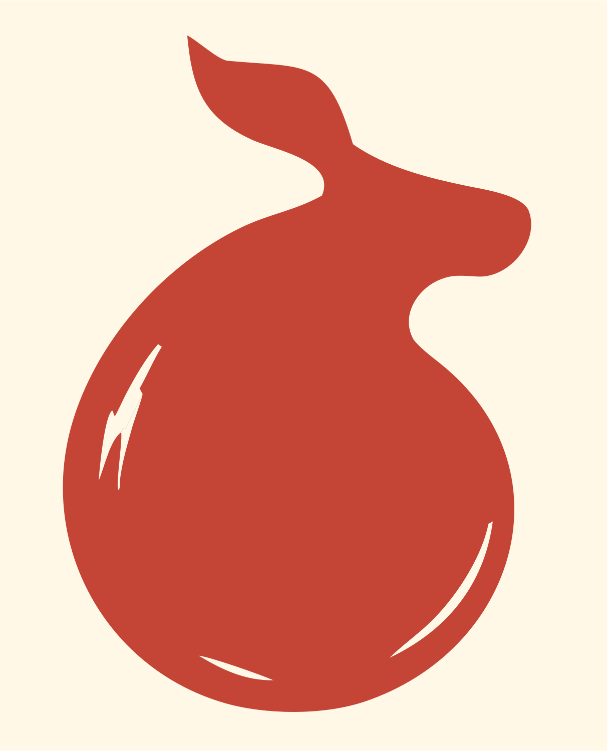 Curled Deer Body Logo #fff8e7/#c44536