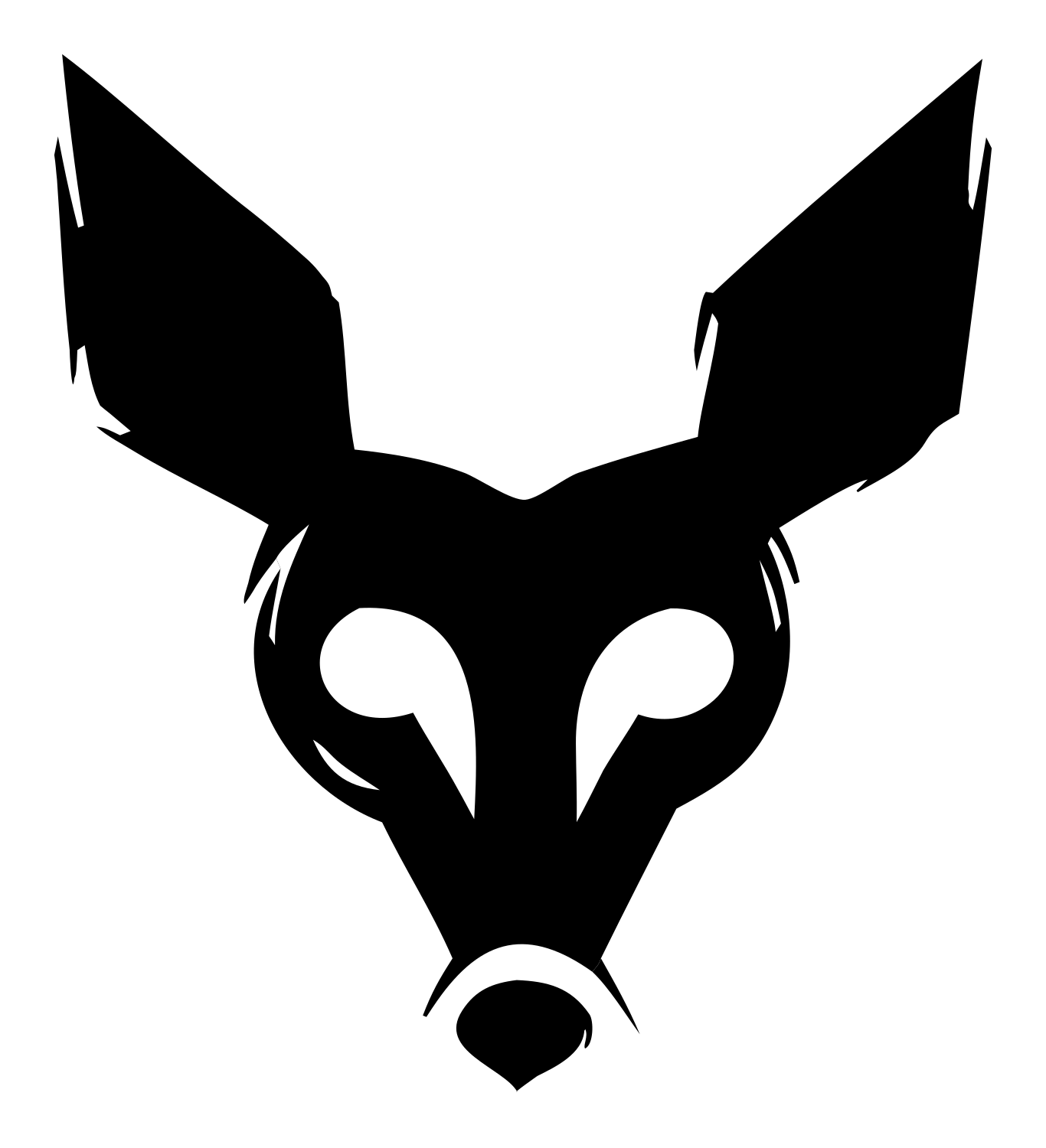 Sketchy Fox Deer Face Logo #ffffff/#000000