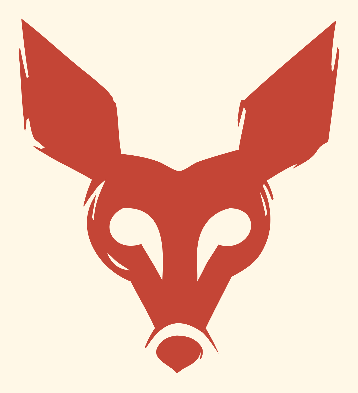 Sketchy Fox Deer Face Logo #fff8e7/#c44536