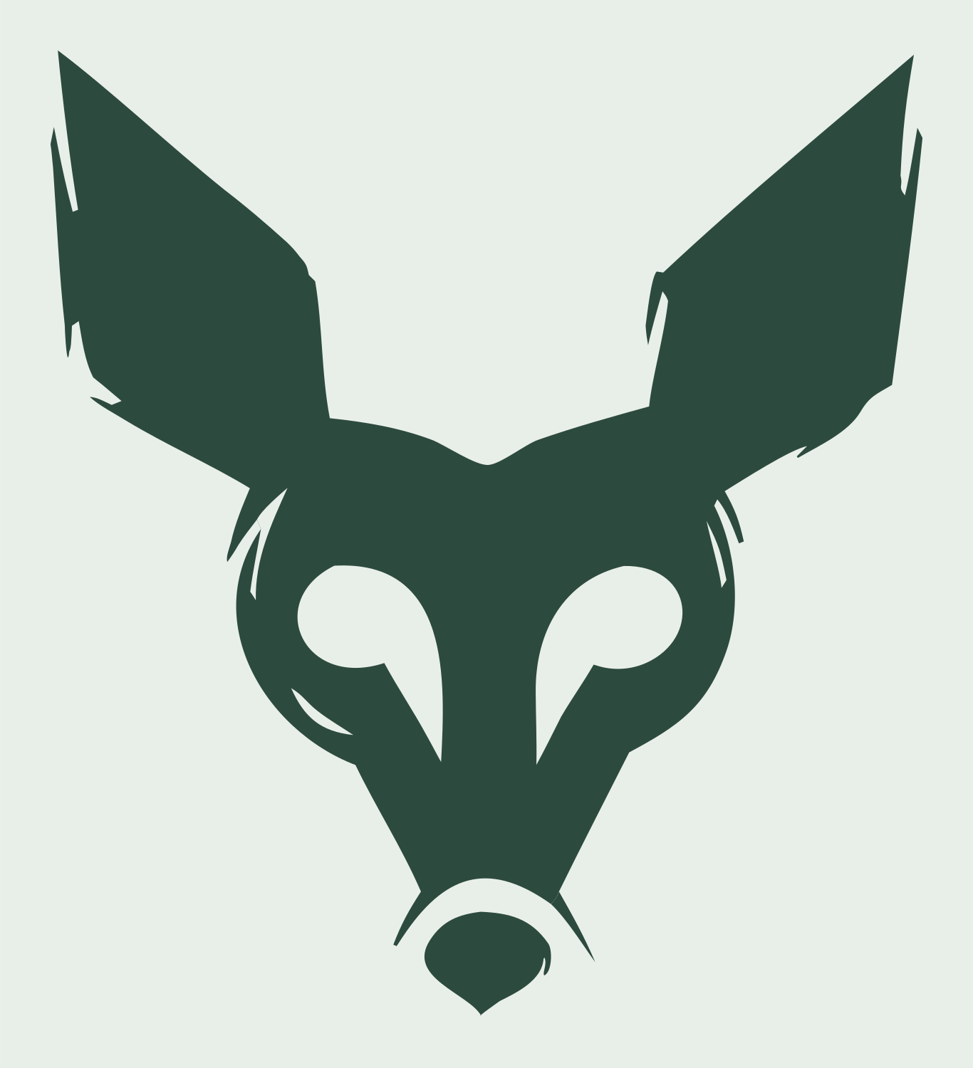 Sketchy Fox Deer Face Logo #e8efe9/#2d4a3e