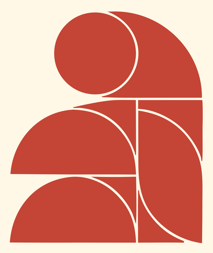 Geometric Penguin Stacked Circles Logo #fff8e7/#c44536