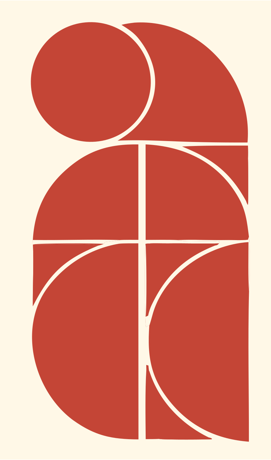 Bauhaus Penguin Abstract Logo #fff8e7/#c44536