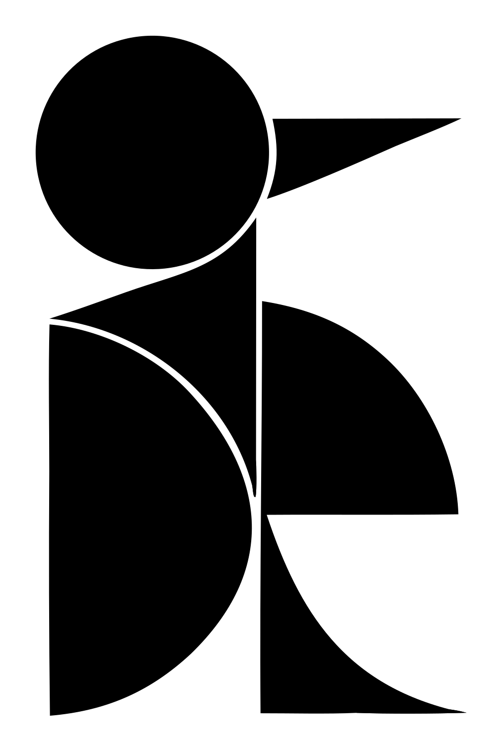 Overlapping Shapes Penguin Logo #ffffff/#000000