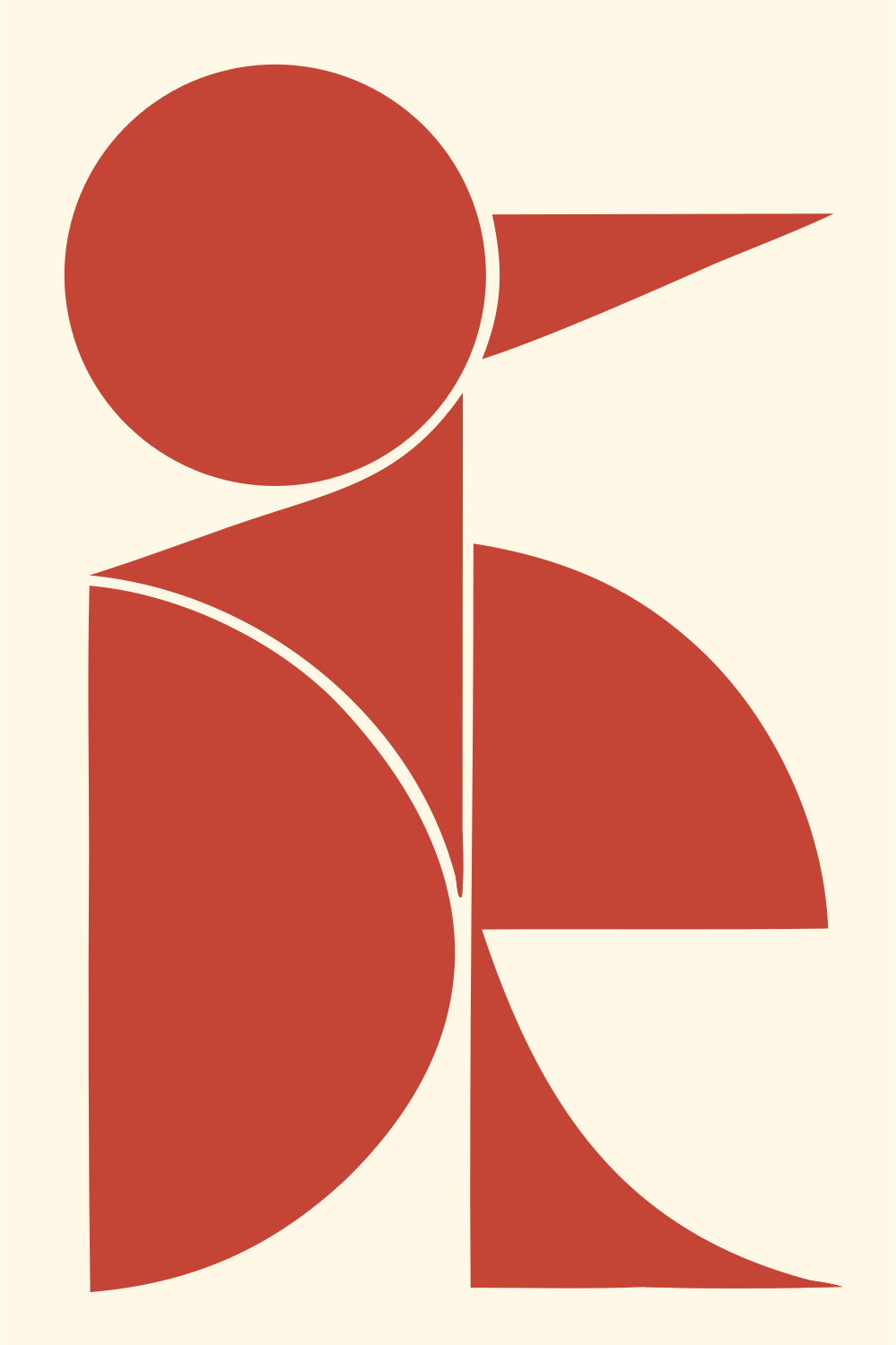 Overlapping Shapes Penguin Logo #fff8e7/#c44536