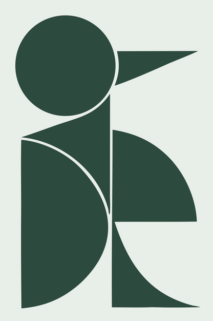 Overlapping Shapes Penguin Logo #e8efe9/#2d4a3e