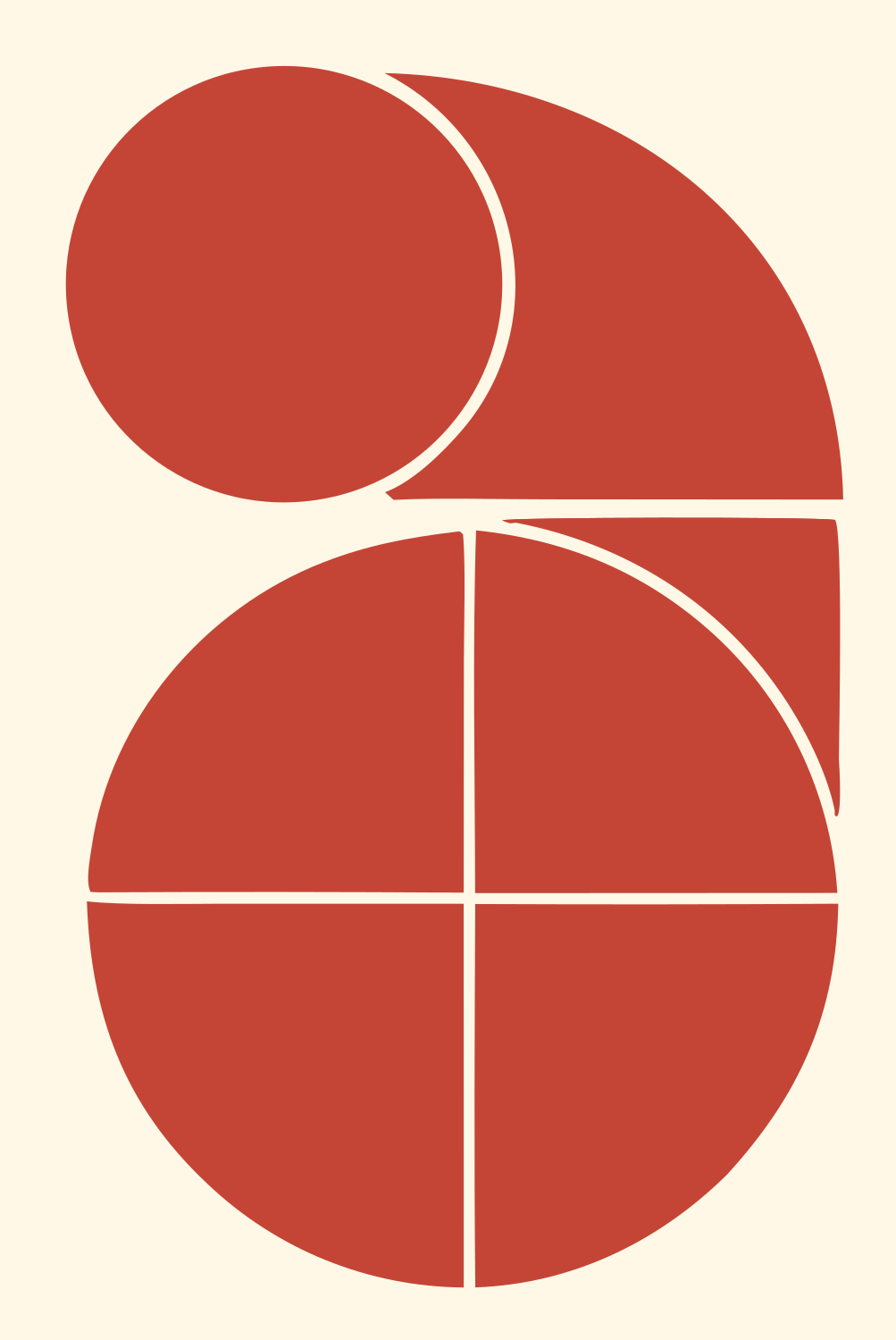 Split Grid Penguin Logo #fff8e7/#c44536