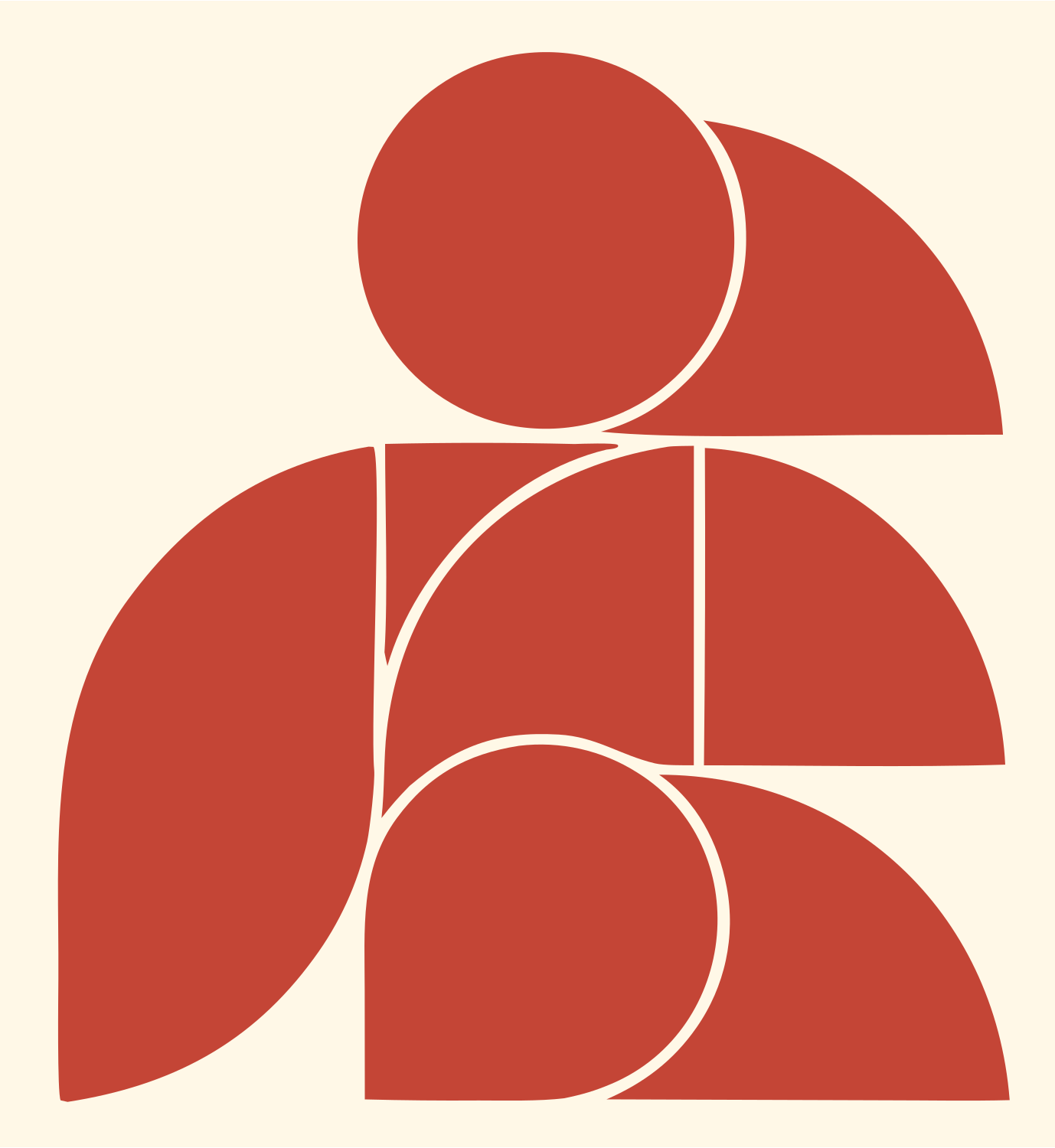 Bauhaus Circle Penguin Logo #fff8e7/#c44536