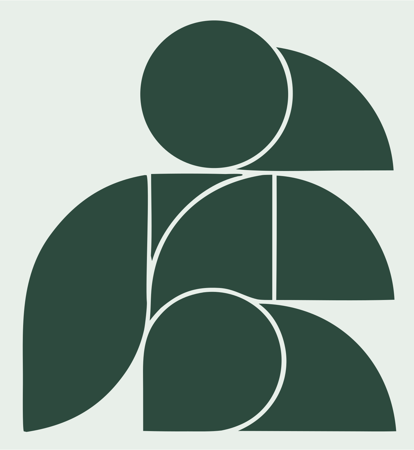 Bauhaus Circle Penguin Logo #e8efe9/#2d4a3e