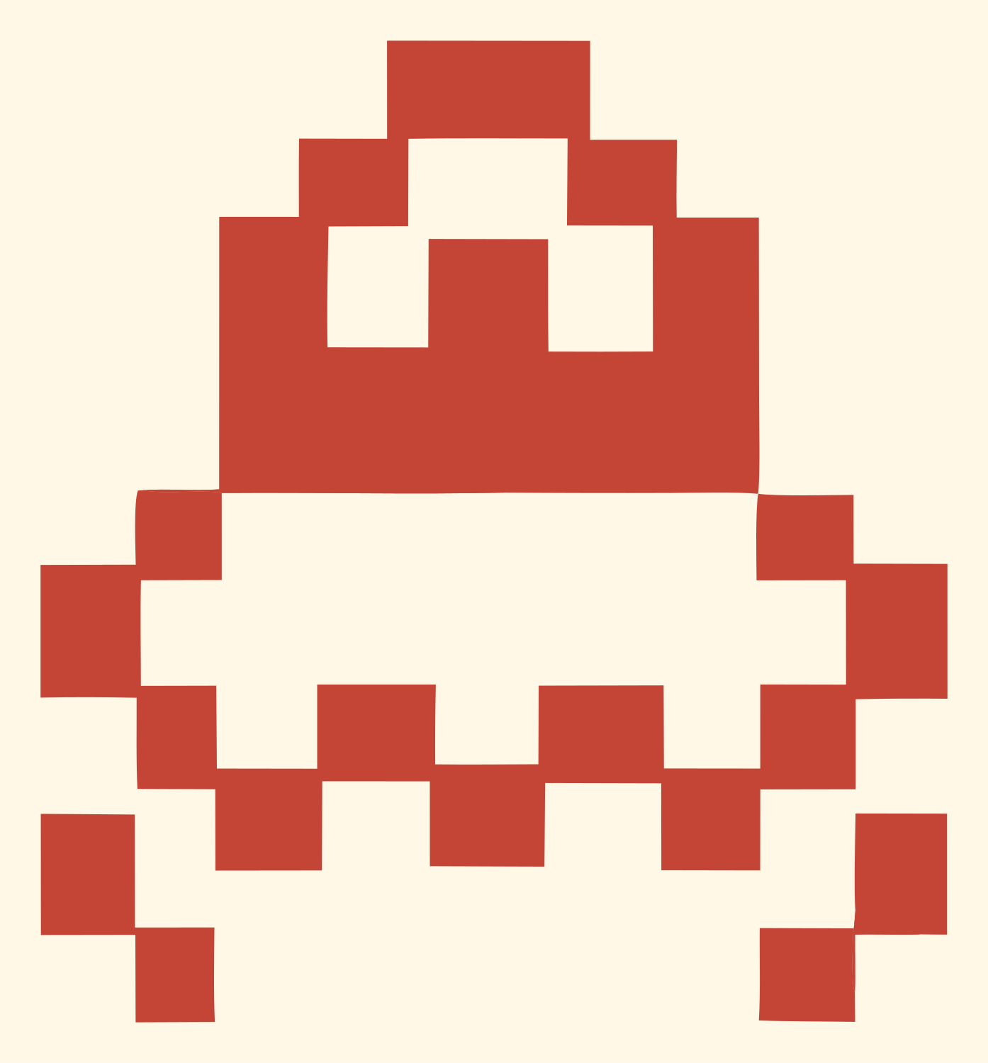 Pixel Sloth Face Logo #fff8e7/#c44536