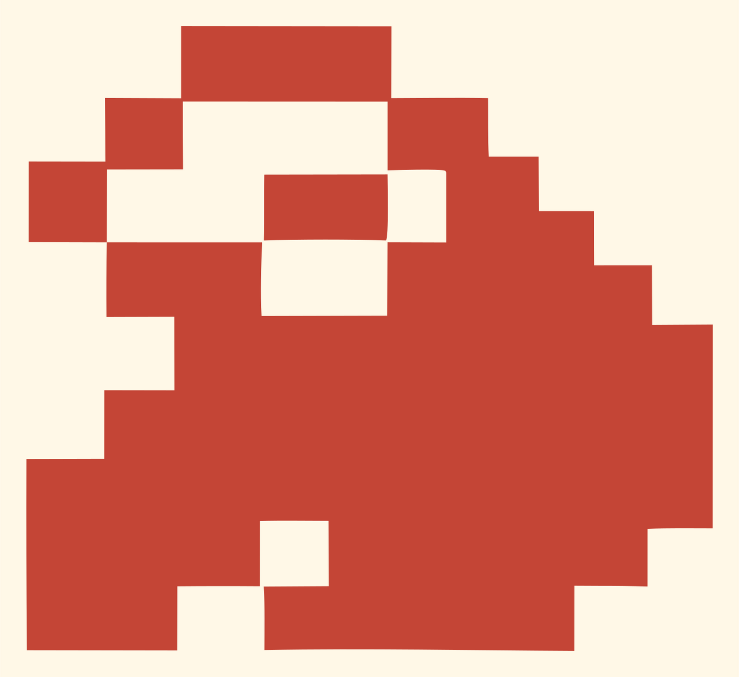 Pixel Sloth Curled Logo #fff8e7/#c44536