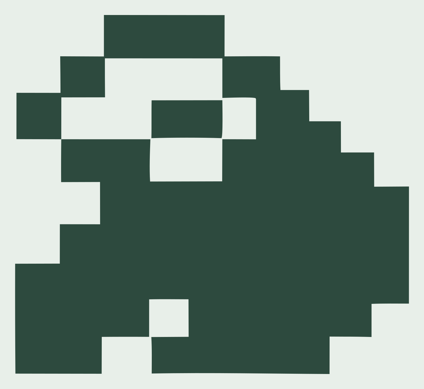 Pixel Sloth Curled Logo #e8efe9/#2d4a3e
