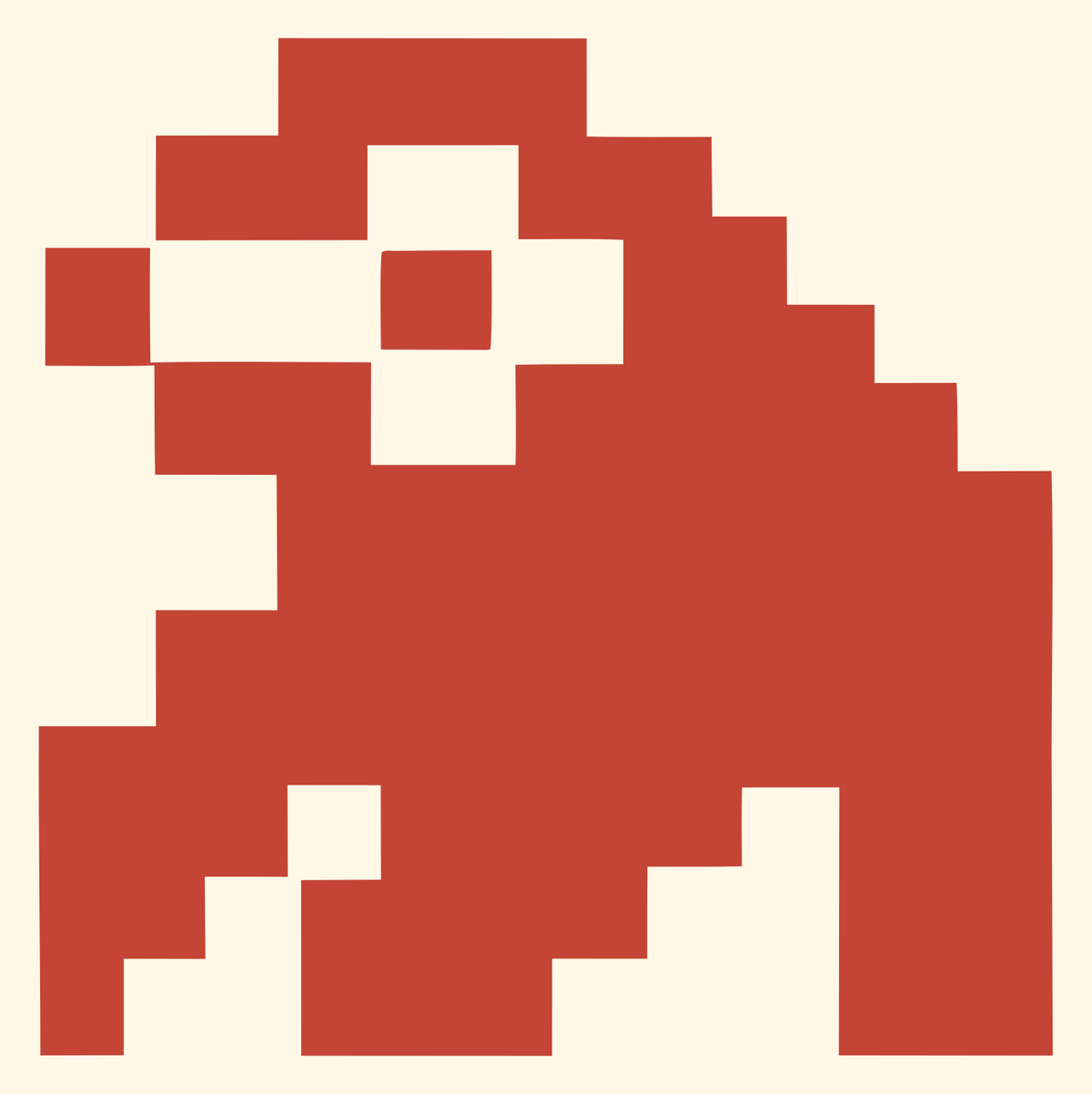 Pixel Sloth Crouching Logo #fff8e7/#c44536