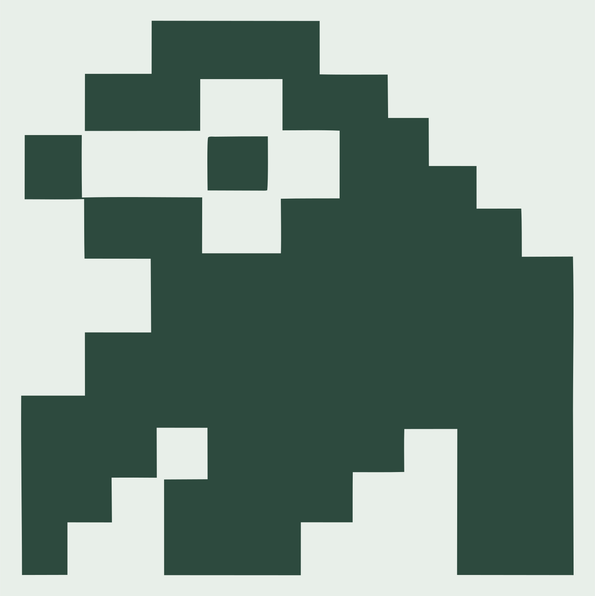 Pixel Sloth Crouching Logo #e8efe9/#2d4a3e