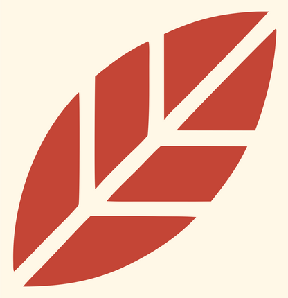 Swiss Style Segmented Leaf Logo #fff8e7/#c44536