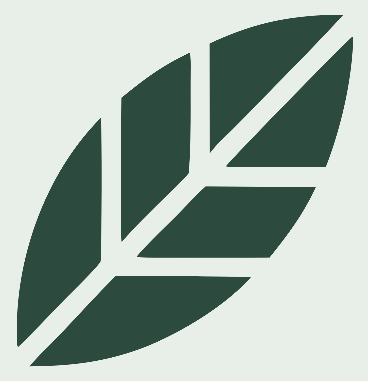 Swiss Style Segmented Leaf Logo #e8efe9/#2d4a3e