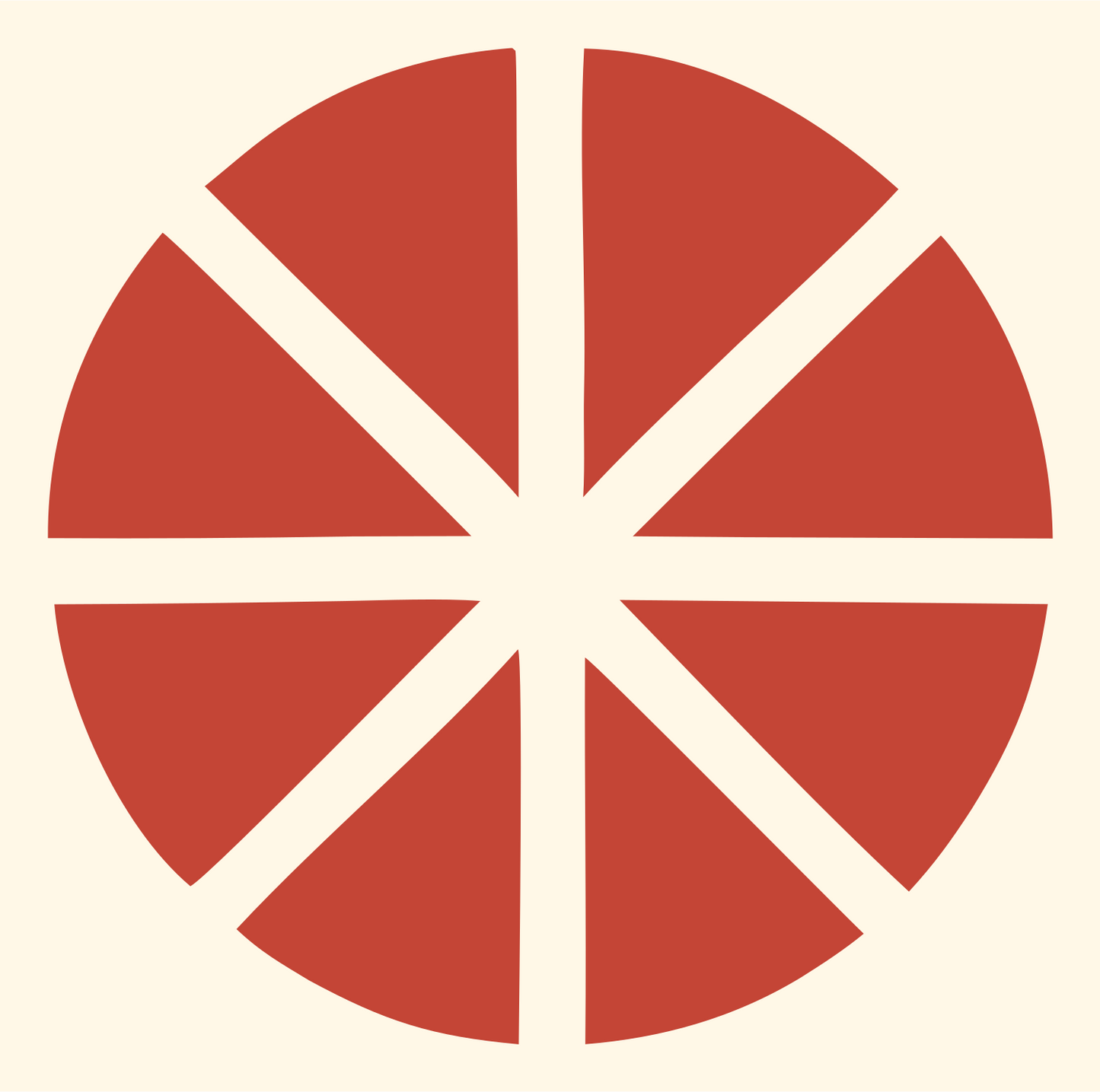 Radial Segments Leaf Logo #fff8e7/#c44536