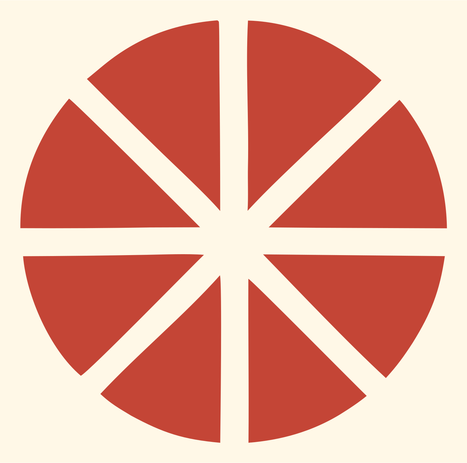 Radial Segments Leaf Logo #fff8e7/#c44536