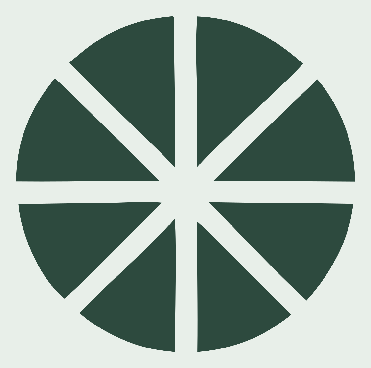 Radial Segments Leaf Logo #e8efe9/#2d4a3e