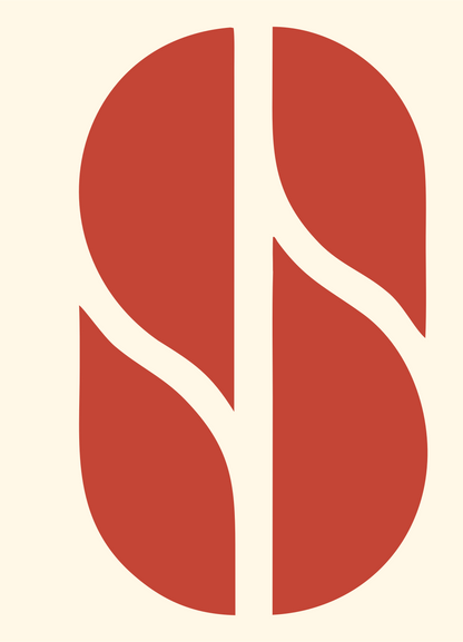 Split Curve Leaf Logo #fff8e7/#c44536