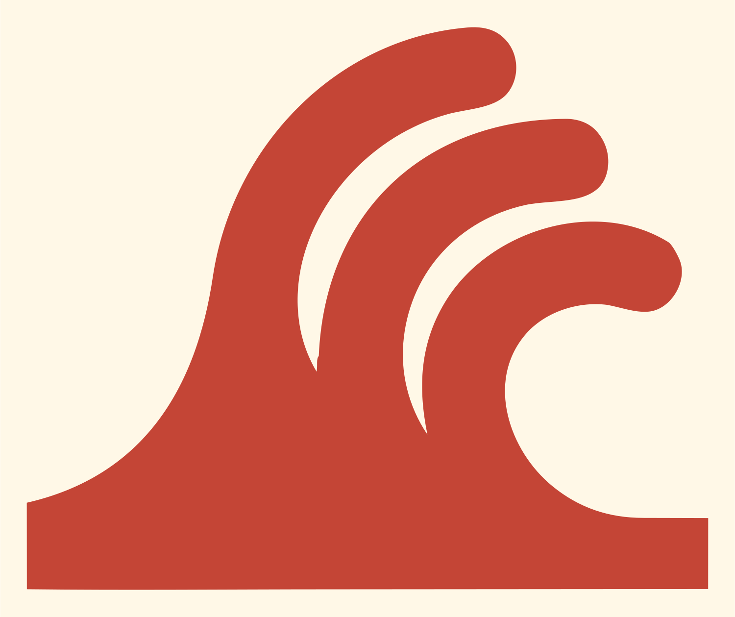 Breaking Ocean Wave Logo #fff8e7/#c44536